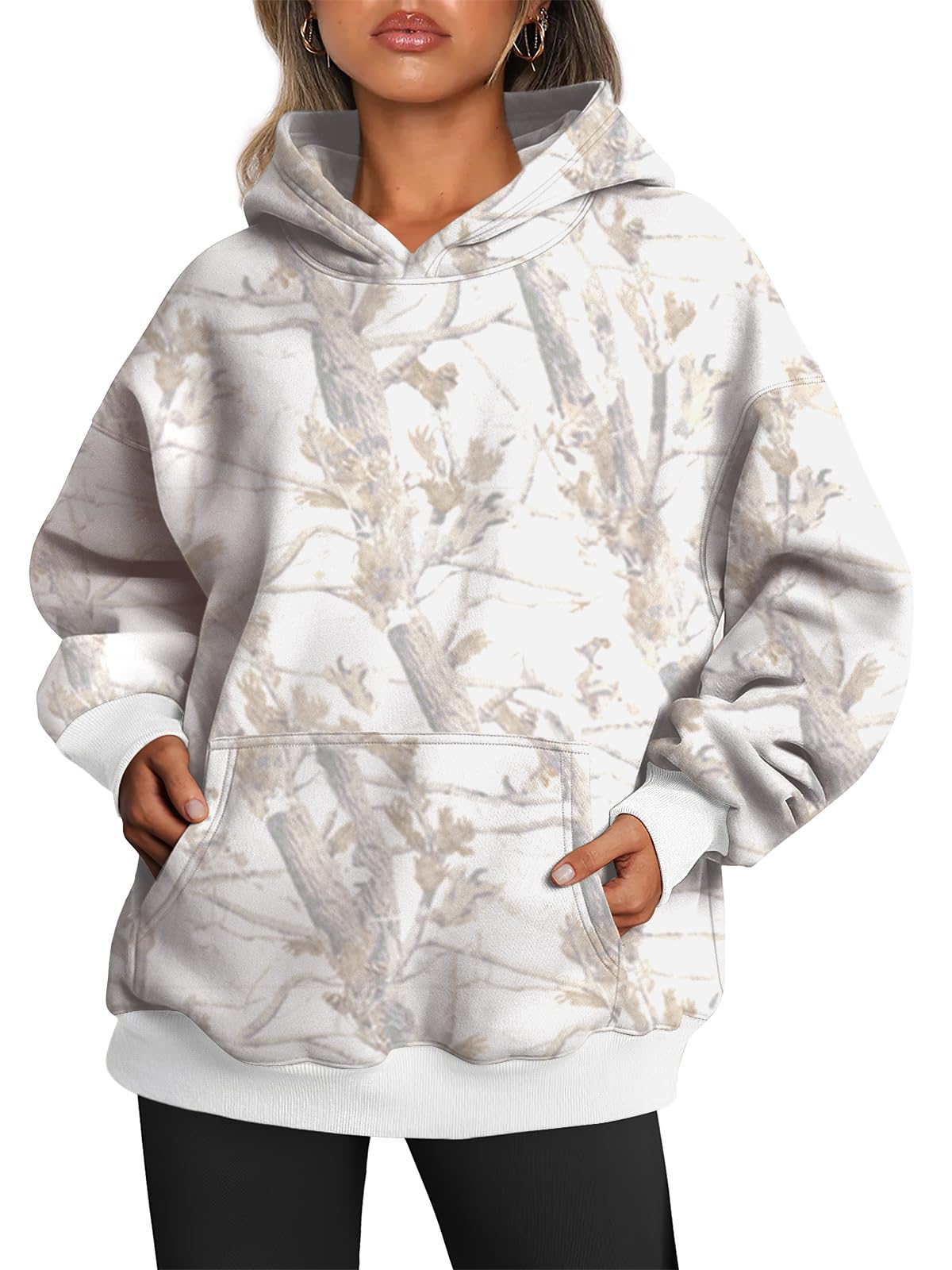 Close-up of the hoodie's drawstring hood and neckline stitching detail