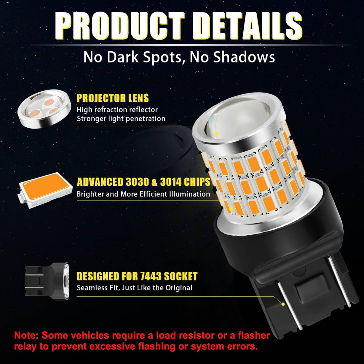 iBrightstar 3157 LED Bulb White, 4157 3156 LED Reverse Light Bulbs Super Bright for Tail Brake Lights Backup Lights Turn Signal Lights, 2 Pack Jansha Store