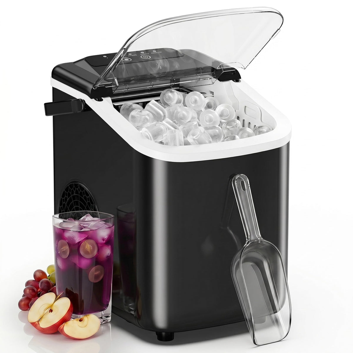 Sweetcrispy Countertop Ice Maker with Scoop, Basket and Handle, Portable Ice Machine 9 Cubes Ready in 6 Mins, 26.5lbs in 24Hrs, 2 Sizes for Home Kitchen Office Bar Party Jansha Store