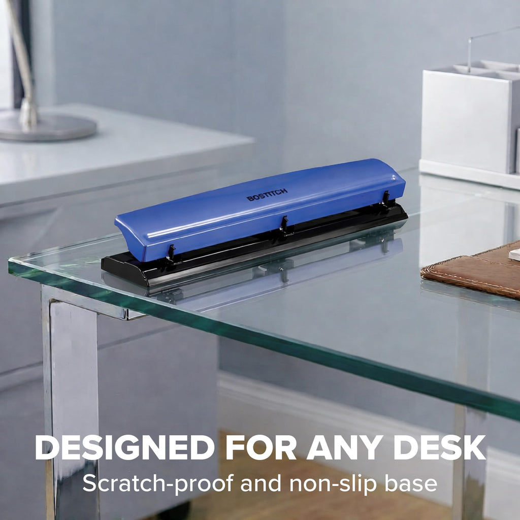 Bostitch Office 3 Hole Punch, Metal, 12 Sheet Capacity, Rubber Base, Silver Jansha Store
