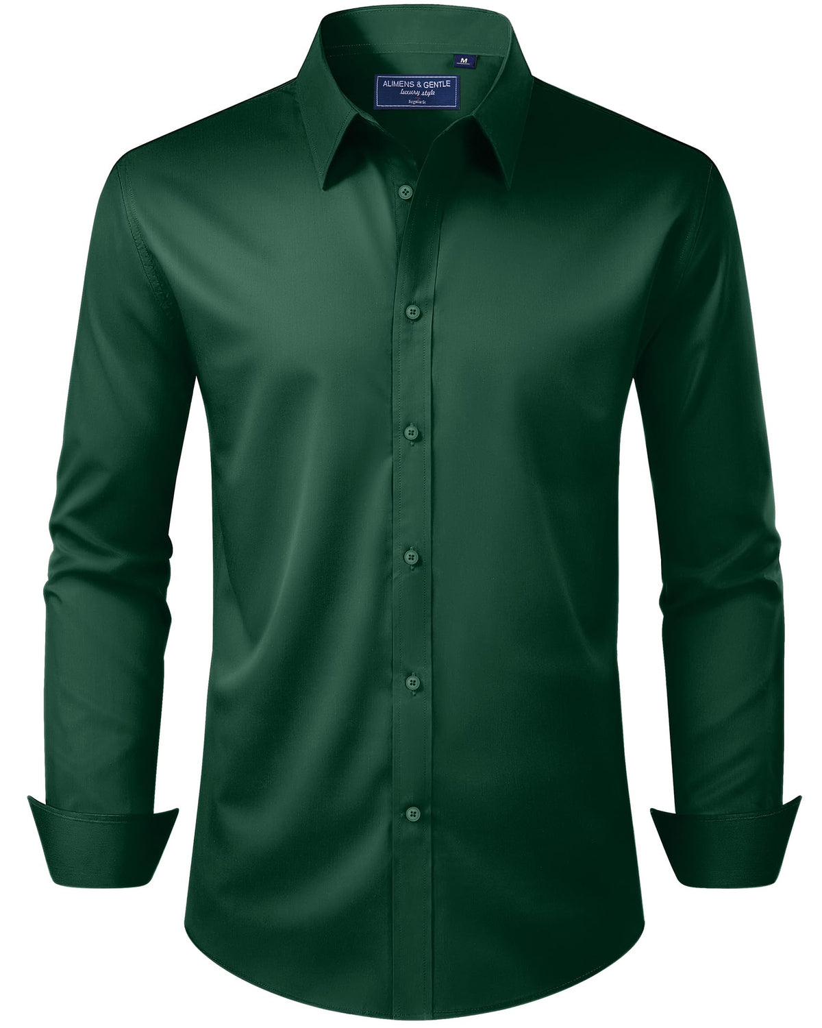 Alimens & Gentle Men's Dress Shirt Regular Fit Stretch Stain Shield Long Sleeve Solid Business Wedding Button Down Shirts Jansha Store