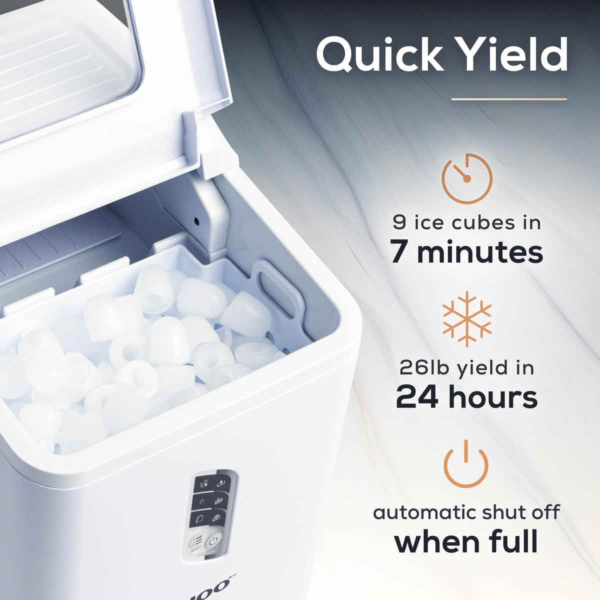 Igloo Portable Ice Maker with Scoop - Ice Maker with LED Control Panel & 1.5 Quart Water Tank - Stainless Ice Cube Maker Produces 26 Lbs. of Ice in 24 Hours with 9 Large or Small Cubes in 7 Minutes Jansha Store