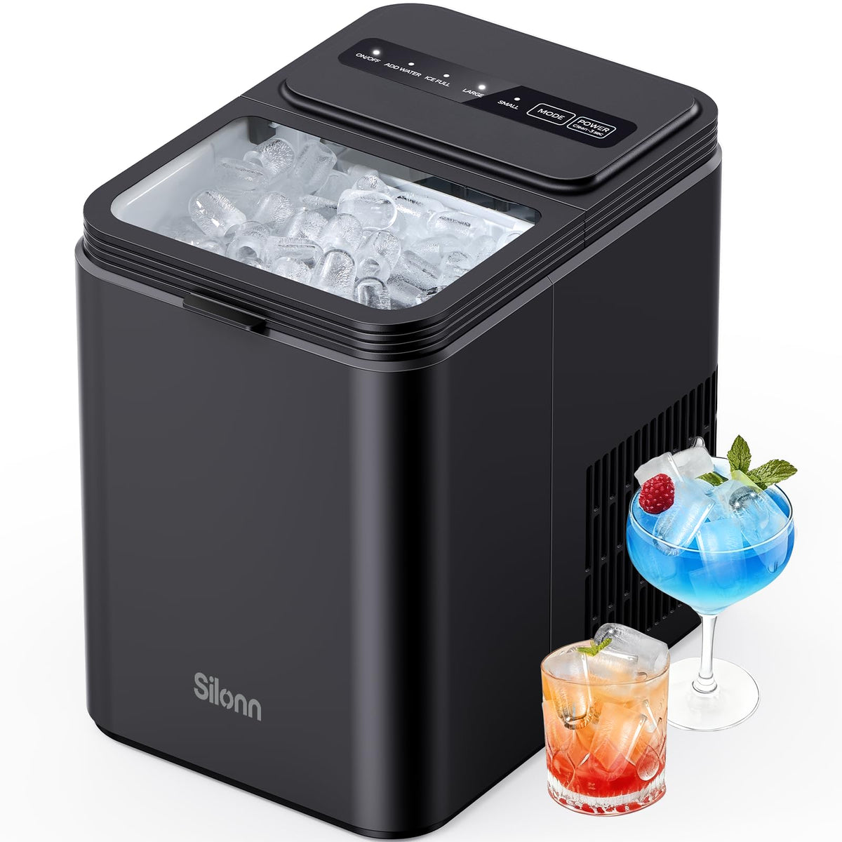 Silonn Countertop Ice Maker, Ice Makers Countertop with 2.5L Expandable Ice Basket & 1.8L Water Tank, 26Lbs/24H, 9 Bullet Ice in 6 Mins, Self-Cleaning, 2 Ice Sizes for Home Kitchen Jansha Store