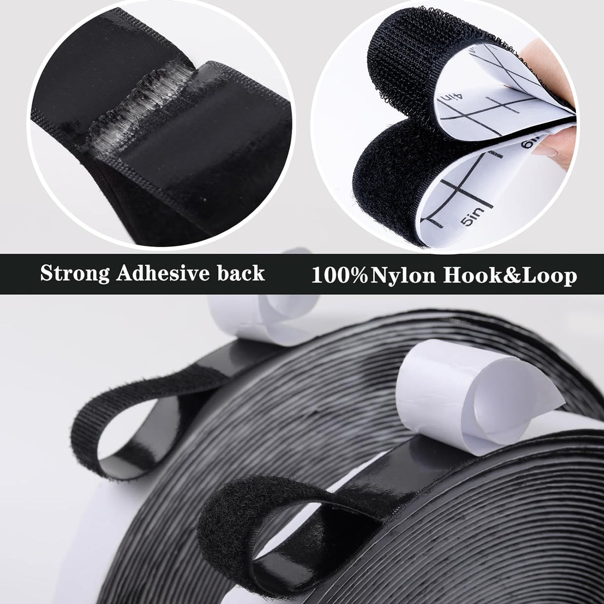 Navona 30Ft x 1 Inch Heavy Duty Hook and Loop Strips with Adhesive, Black Jansha Store