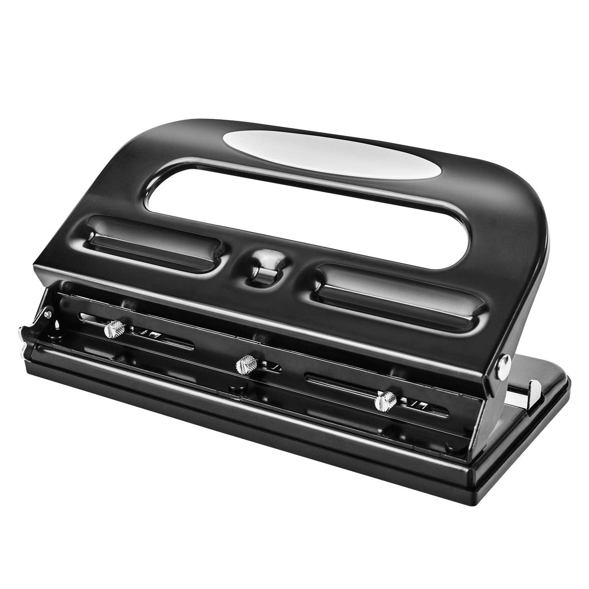 Amazon Basics 3 Hole Punch, 10 Sheet Capacity, Black, Easy-Clean Tray Jansha Store