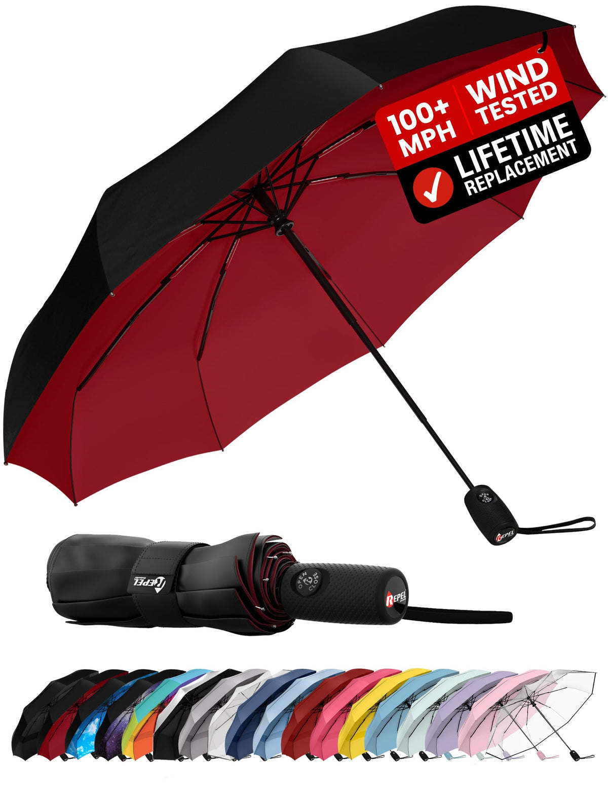 Windproof Travel Umbrella - Compact & Withstands Winds up to 100MPH, Strongest Premium Auto Folding Umbrella for Rain and Sun - Durable, Light & Portable for Women & Men, Fits Backpack & Cars Jansha Store
