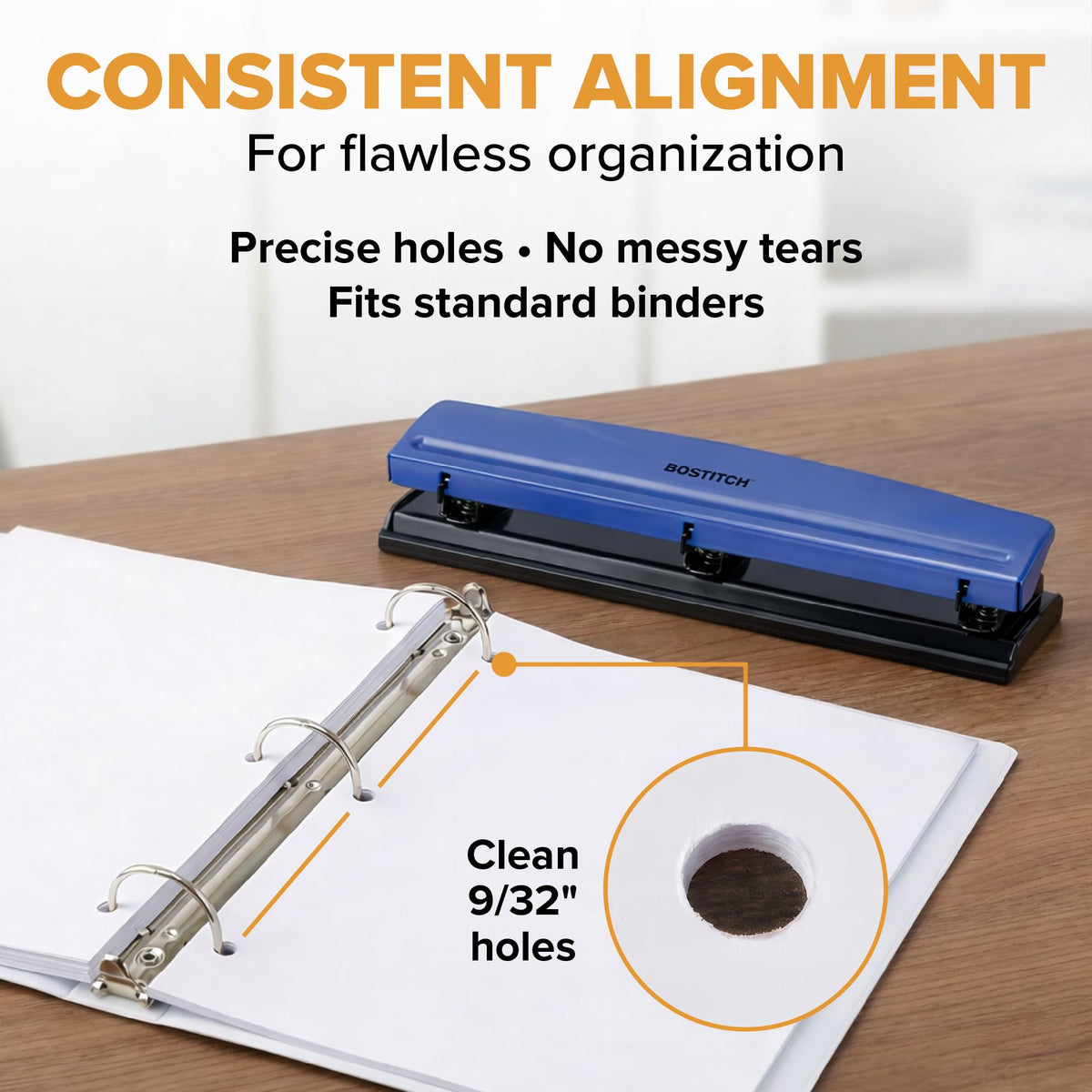 Bostitch Office 3 Hole Punch, Metal, 12 Sheet Capacity, Rubber Base, Silver Jansha Store