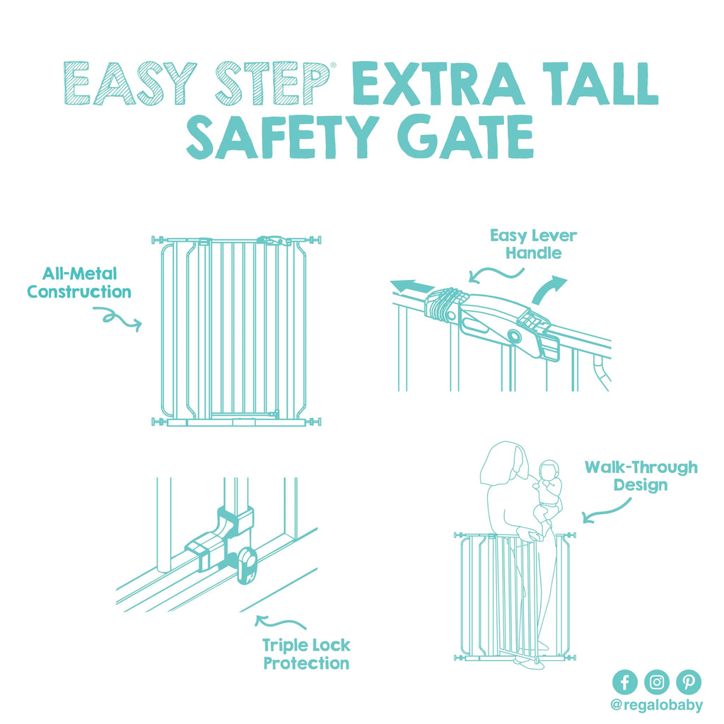 Regalo Safety 29"-38.5" Easy Step Baby Gate, Bottom of Stairs & Doorways Jansha Store