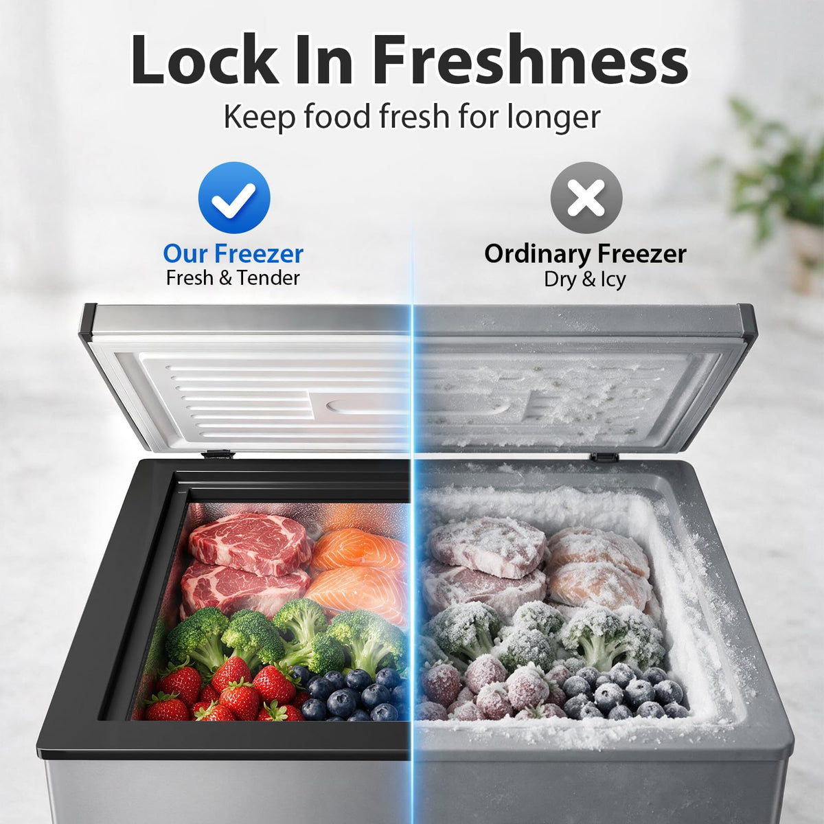 3.5 Cu.Ft Small Chest Freezer, Mini Deep Freezer with Removable Basket, Adjustable Temperature, Free Standing Top Open Door Energy Efficient Compact Freezer for Apartment, Home, Office, Garager，Gray Jansha Store
