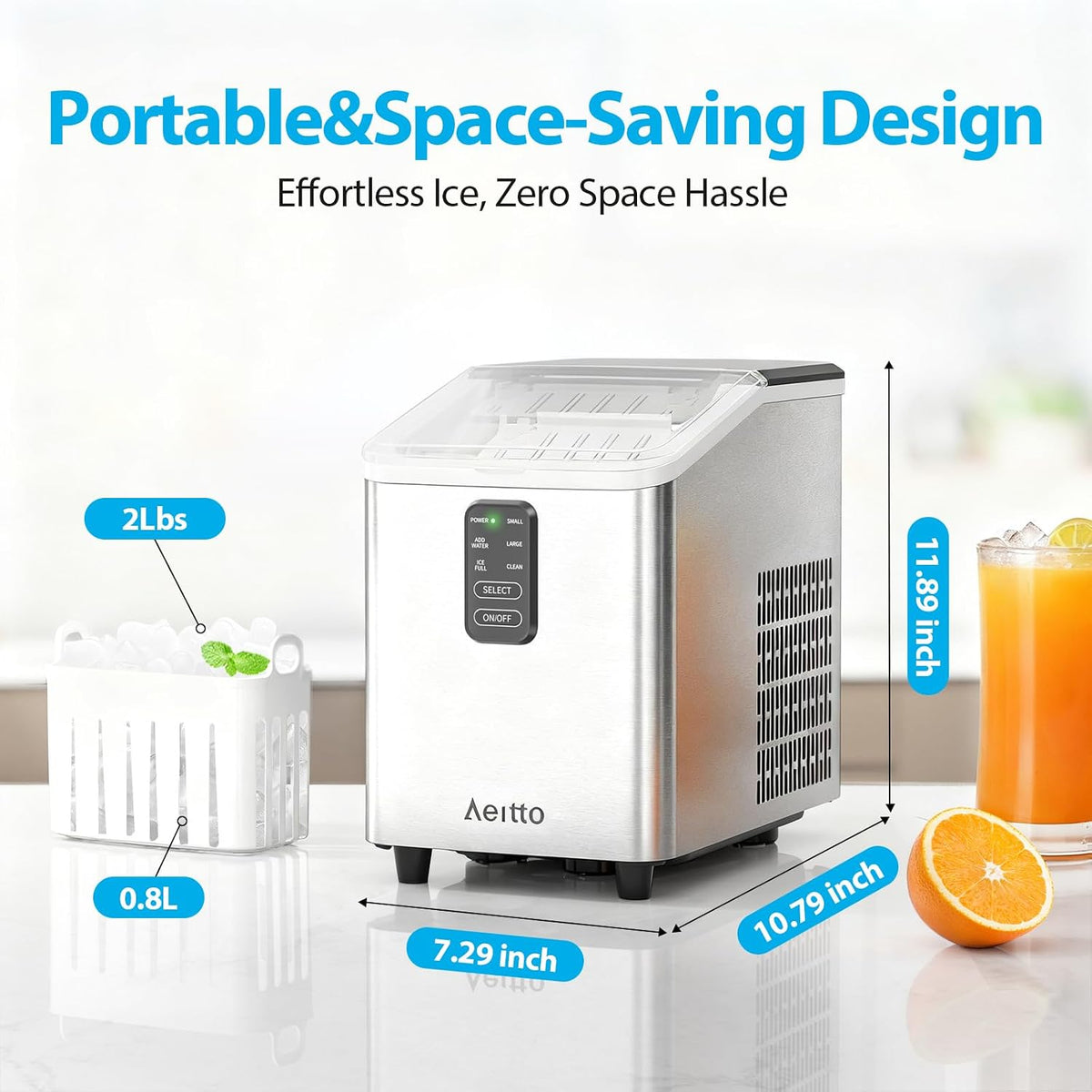 Aeitto Ice Maker Countertop 26lbs/24H Ice Makers Ready in 6-Min 8 Ice Cubes Jansha Store