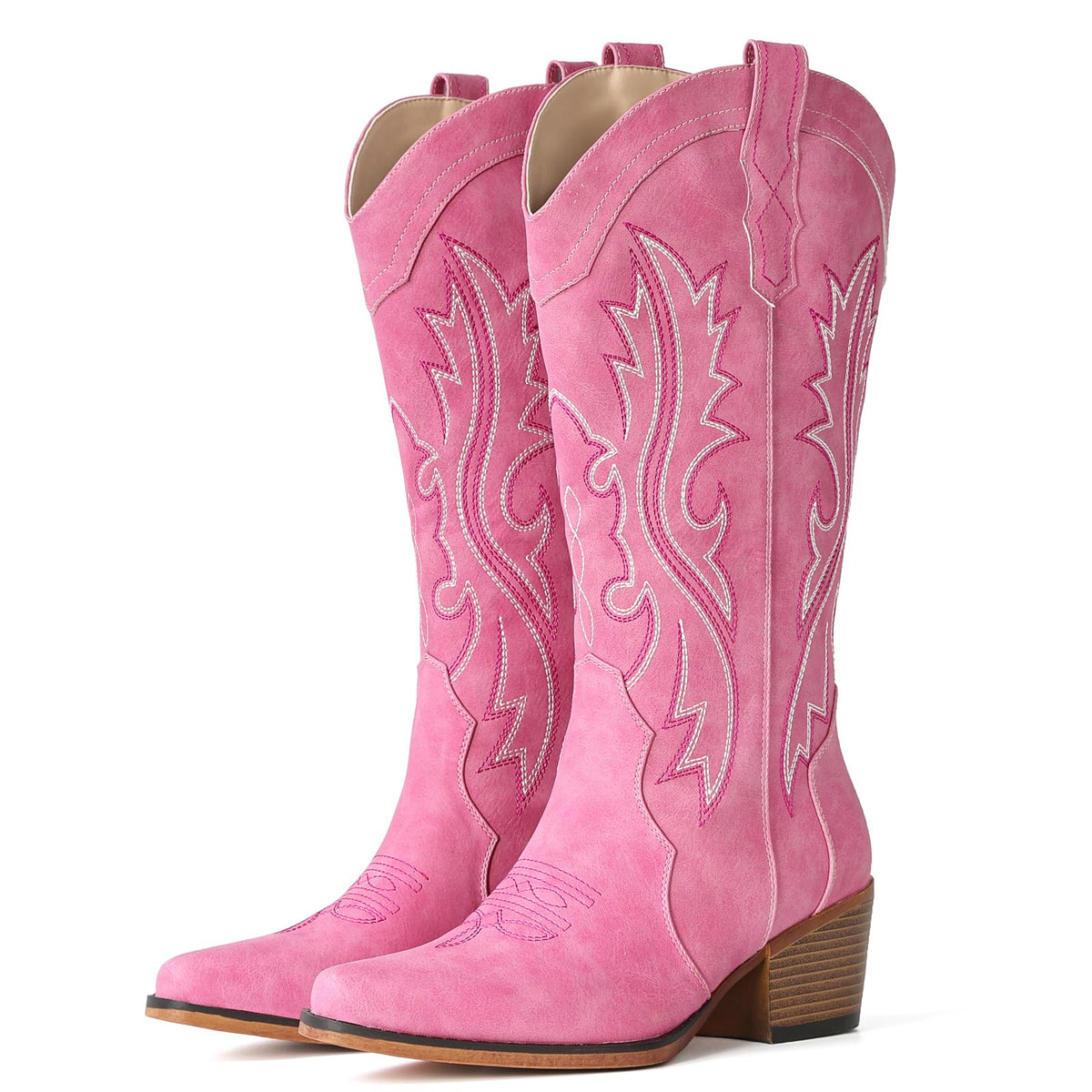 IUV Cowboy Boots For Women Western Cowgirl Boots Mid Calf Snip Toe Jansha Store
