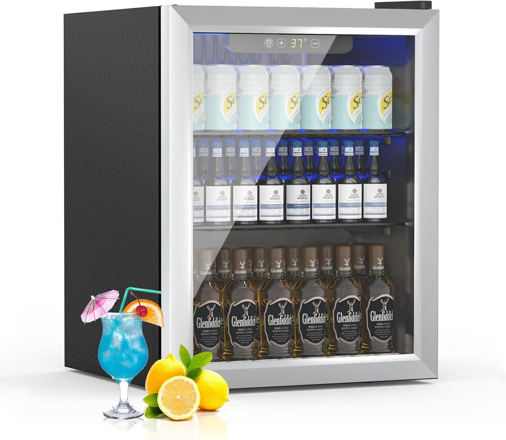 DOGHLY 1.7 Cu.ft Mini Fridge Glass Door, 72 Cans Beverage Refrigerator Jansha Store