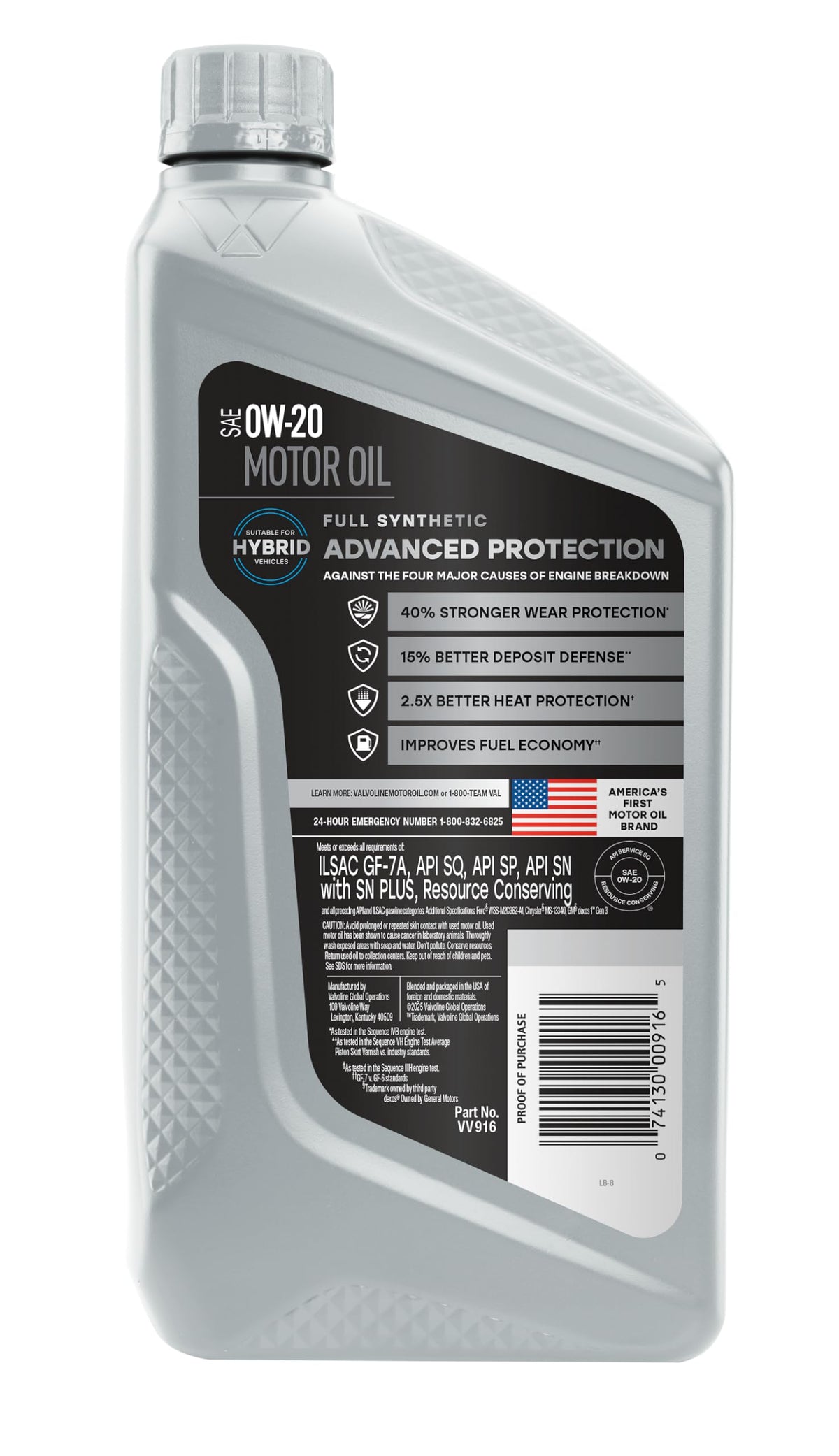 Valvoline Advanced Full Synthetic SAE 0W-20 Motor Oil 5 QT Jansha Store
