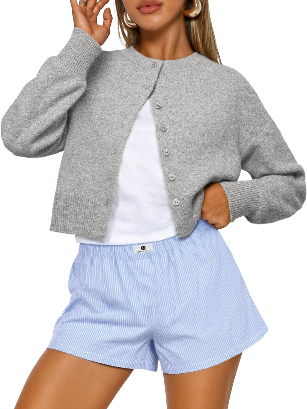 Trendy Queen Cropped Cardigan Sweaters for Women Fall Fashion Clothes 2026 Jansha Store
