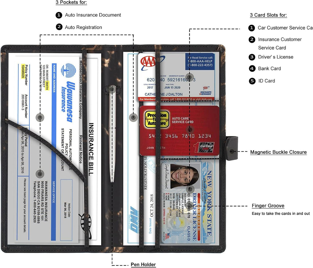 TOURSUIT Car Registration and Insurance Card Holder, Marble Black Jansha Store