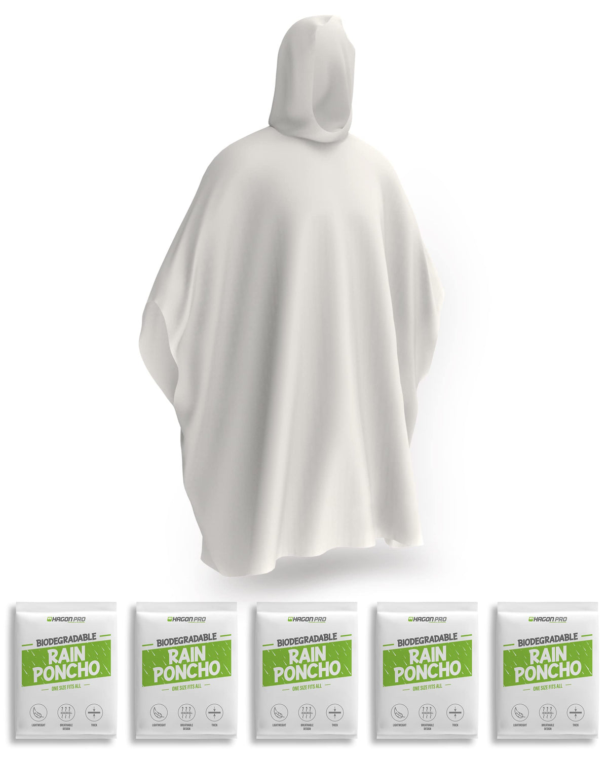Hagon PRO Disposable Rain Ponchos for Adults, Hooded Poncho, Family 5 Pack Jansha Store