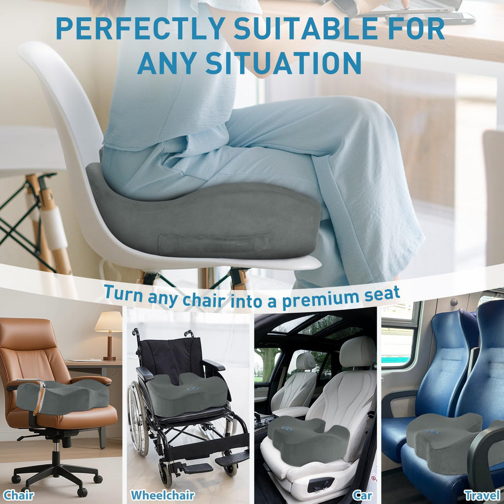 BlissTrends Memory Foam Seat Cushion for Office Chair & Car Seat, Black Jansha Store