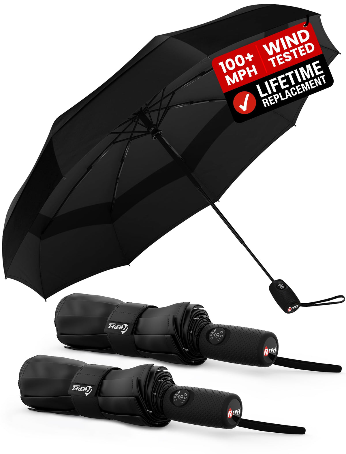 Windproof Travel Umbrella - Compact & Withstands Winds up to 100MPH, Strongest Premium Auto Folding Umbrella for Rain and Sun - Durable, Light & Portable for Women & Men, Fits Backpack & Cars Jansha Store