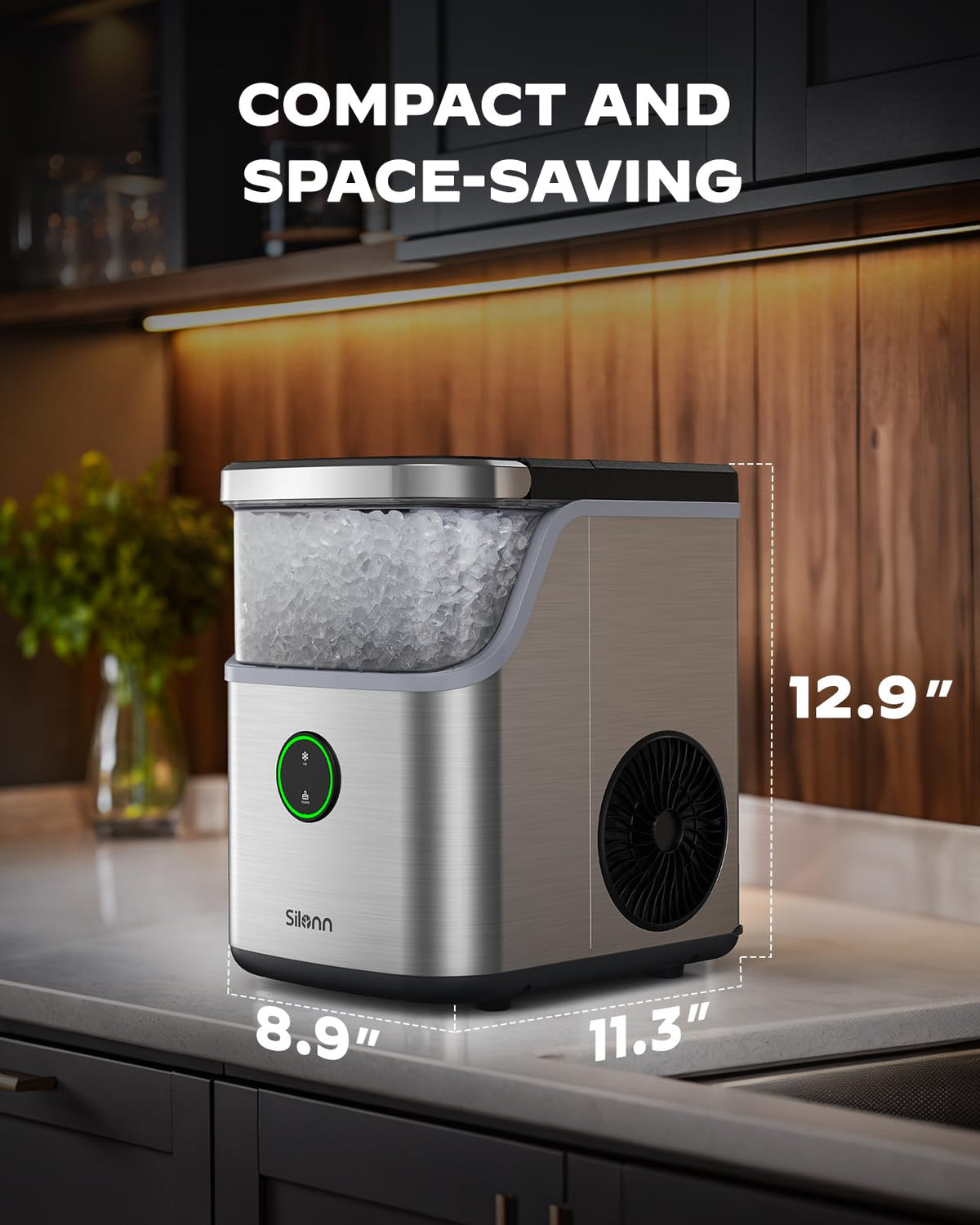 Silonn Nugget Ice Maker, Smart Countertop Ice Machine with APP & Voice Control, Self-Cleaning, 44lbs/24H Soft Chewable Sonic Ice, 3L Tank, for Home Kitchen & Party Jansha Store