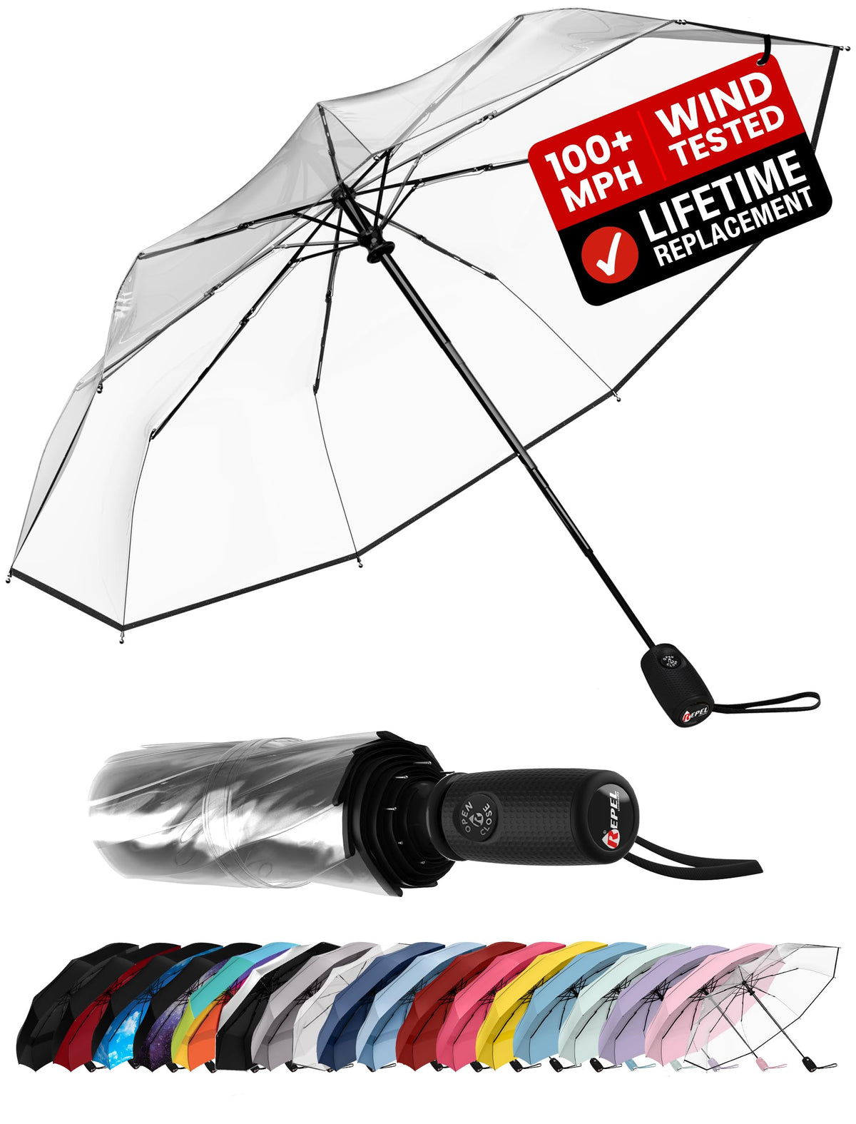 Windproof Travel Umbrella - Compact & Withstands Winds up to 100MPH, Strongest Premium Auto Folding Umbrella for Rain and Sun - Durable, Light & Portable for Women & Men, Fits Backpack & Cars Jansha Store