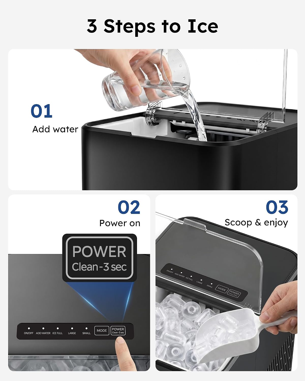 Ice Maker Countertop, 26.5 lbs/Day, 8 Bullet Fast Ice in 6 Mins Jansha Store