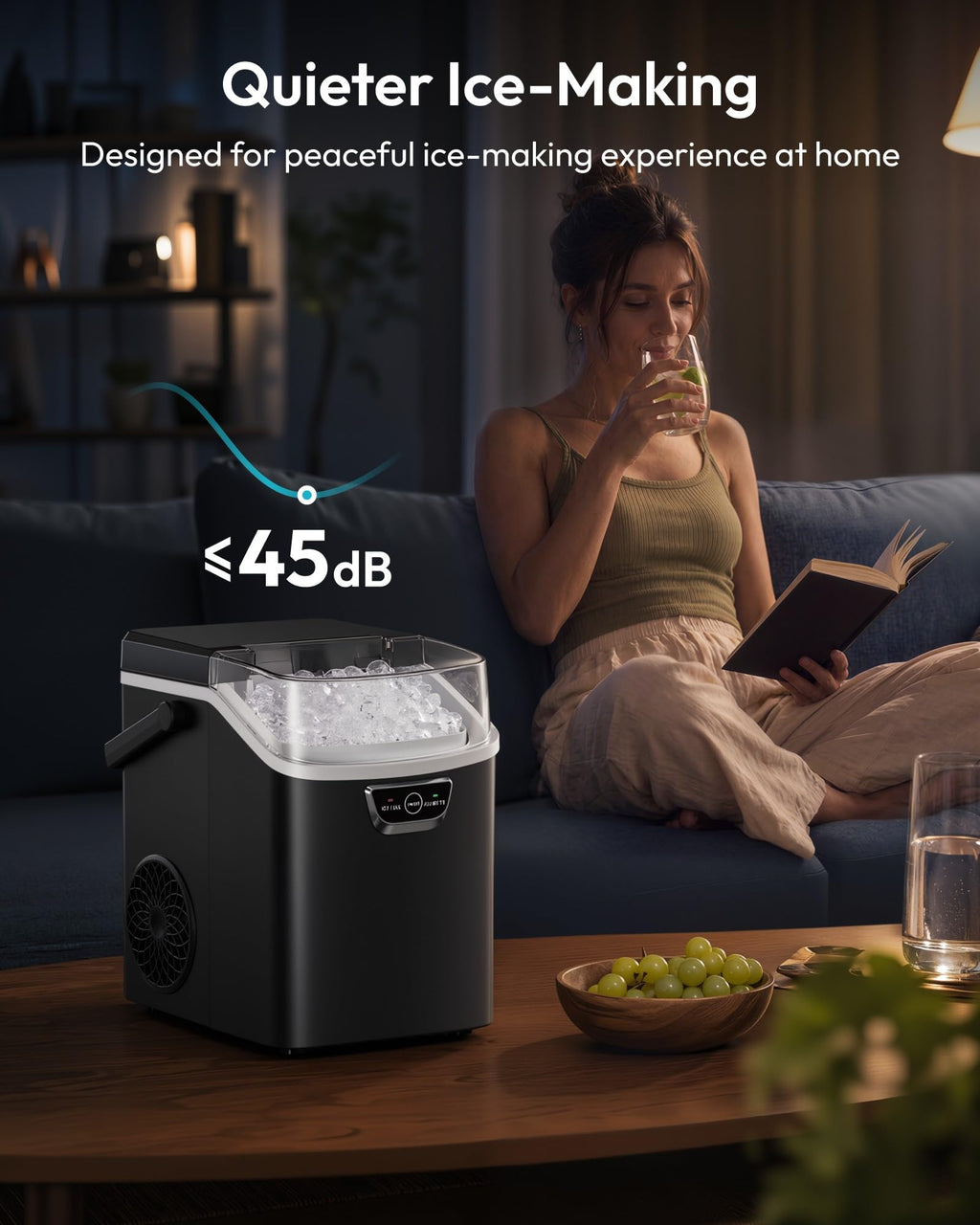 EUHOMY Nugget Ice Maker Countertop with Handle, Max 40lbs Daily Sonic Ice Jansha Store
