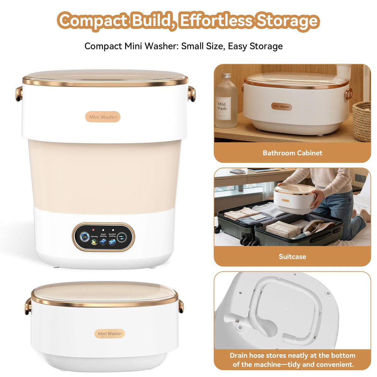 JUJOJB Portable Washing Machine, Folding 20L Mini Washer and Spin-Dryer Jansha Store