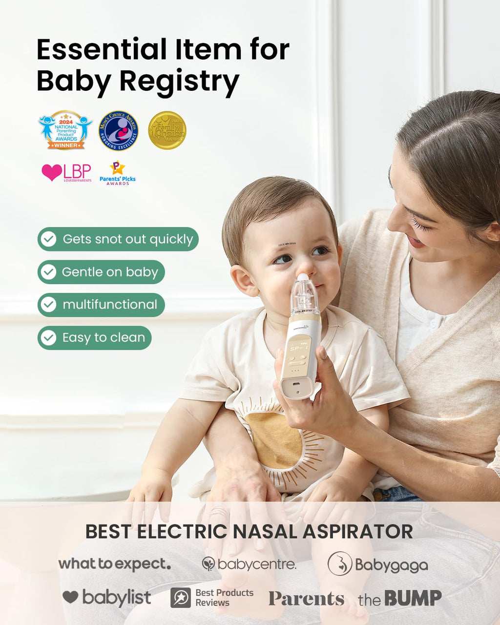 GROWNSY Baby Nasal Aspirator, Electric Nose Sucker, Powerful Suction,Grey Jansha Store
