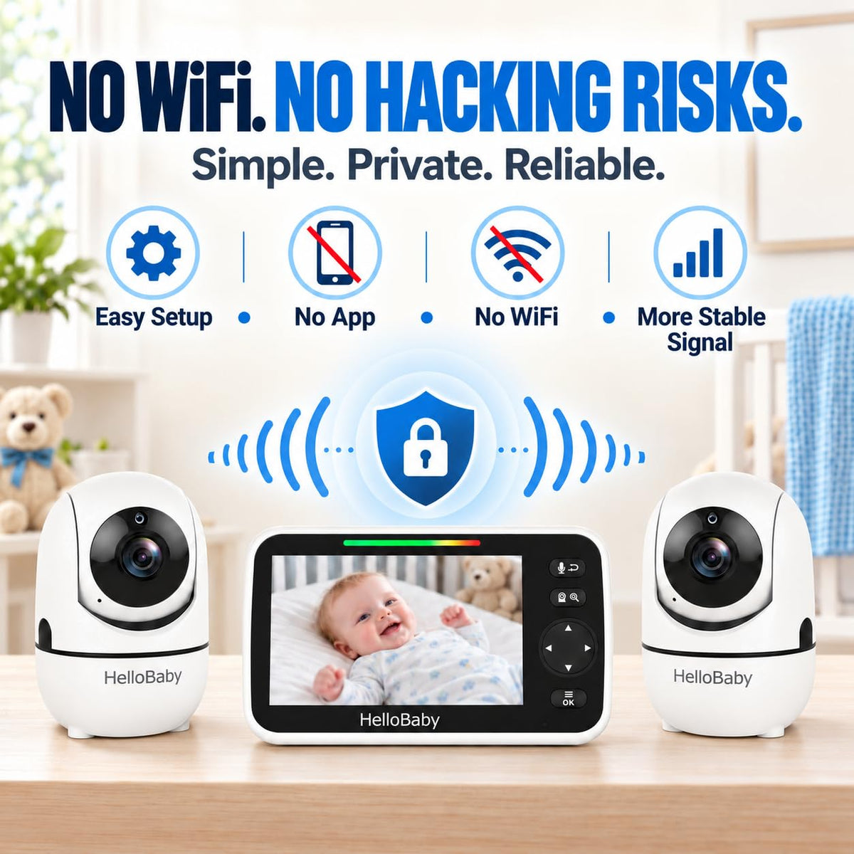 HelloBaby No WiFi Baby Monitor Camera and Audio HB6550, 5" Video Screen Jansha Store