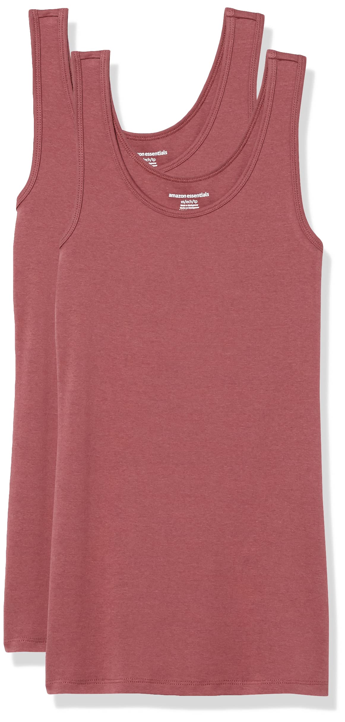 Amazon Essentials Women's Slim-Fit Ribbed Scoop Neck Tank Tops, Pack of 2 Jansha Store