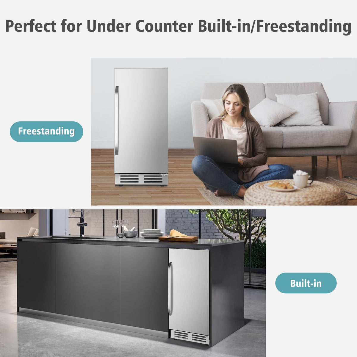 24 Inch Upgraded Dual Zone Wine and Beverage Refrigerator Cooler Jansha Store