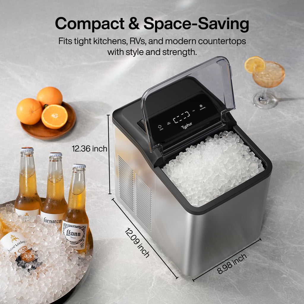 Typhur Nugget Ice Maker Countertop, Self-Cleaning Pump, 35lb/24H, Stainless Jansha Store
