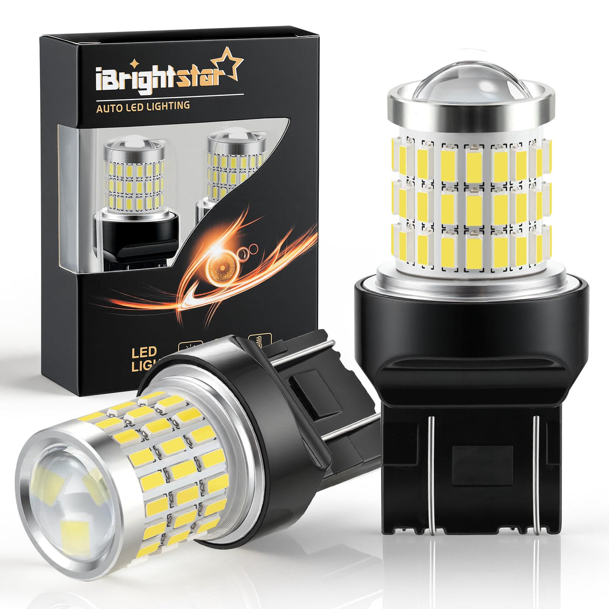 iBrightstar 3157 LED Bulb White, 4157 3156 LED Reverse Light Bulbs Super Bright for Tail Brake Lights Backup Lights Turn Signal Lights, 2 Pack Jansha Store