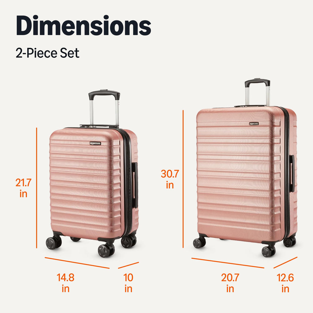 Amazon Basics 3-Piece Hardshell Suitcases Set (21", 26", 30"), Expandable For Up to 25% More Space, With Scratch-Resistant Finish, Four Multi-Directional Wheels, Rose Gold Jansha Store