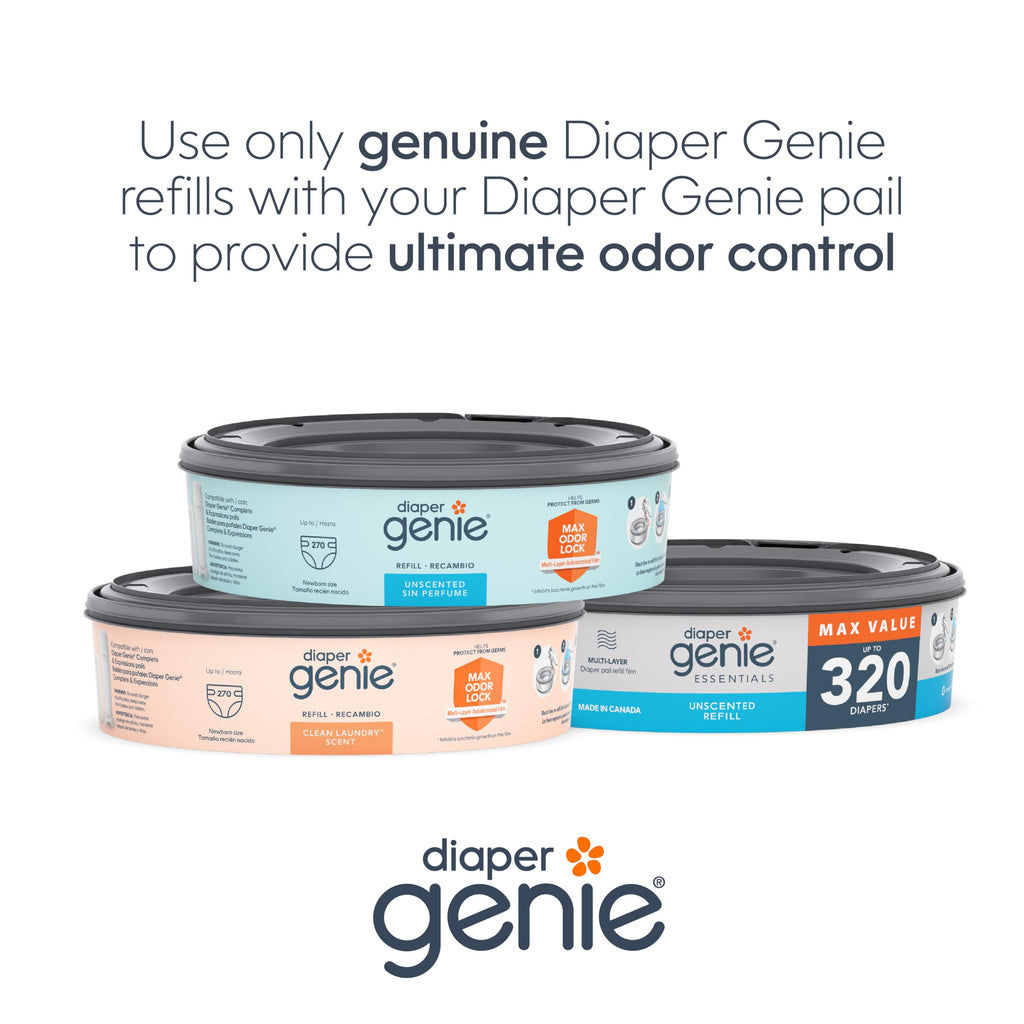 Diaper Genie Essentials Round Refill 4-Pack | Holds Up to 1280 Newborn Diapers | Features Unscented Continuous Film | Compatible with Diaper Genie Complete and Expressions Pails Jansha Store