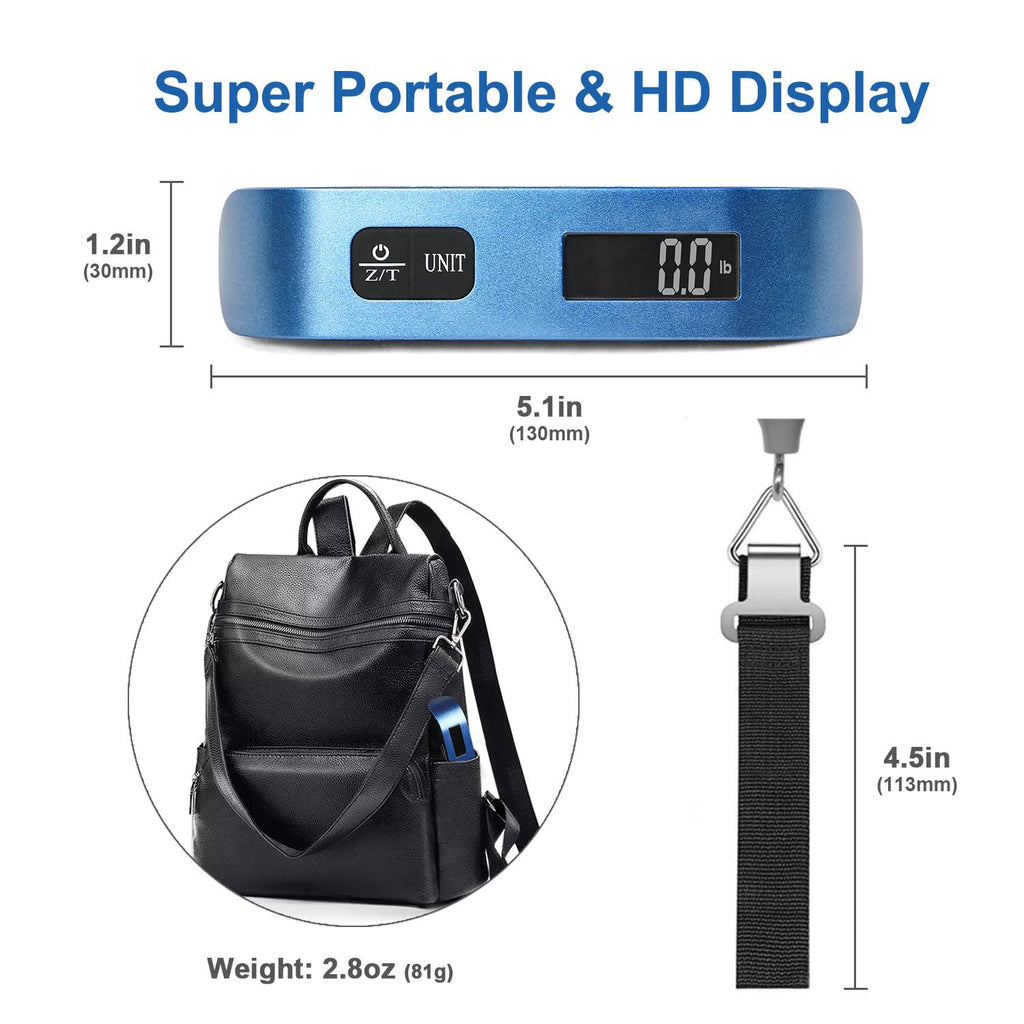 travel inspira Digital Luggage Scale – Portable Hanging Suitcase Weight Scale for Travel, 110 lb Capacity, Backlit LCD Display, Prevents Airport Overweight Fees, Battery Included Jansha Store