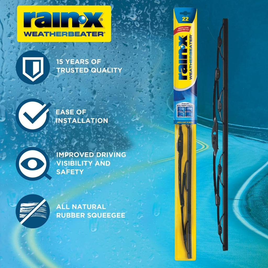 Rain-X 820149 WeatherBeater Wiper Blades, 22" Windshield Wipers (Pack of 2), Automotive Replacement Windshield Wiper Blades That Meet Or Exceed OEM Quality And Durability Jansha Store