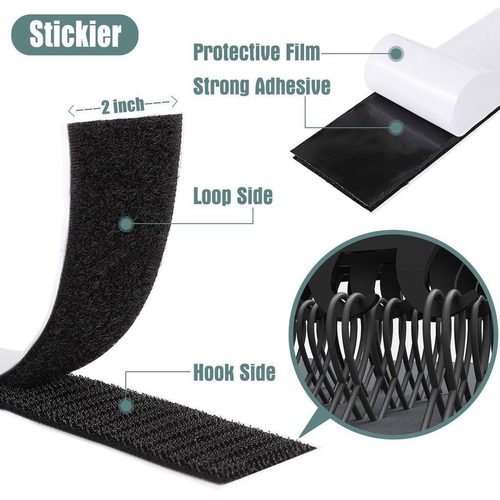 Navona 30Ft x 1 Inch Heavy Duty Hook and Loop Strips with Adhesive, Black Jansha Store