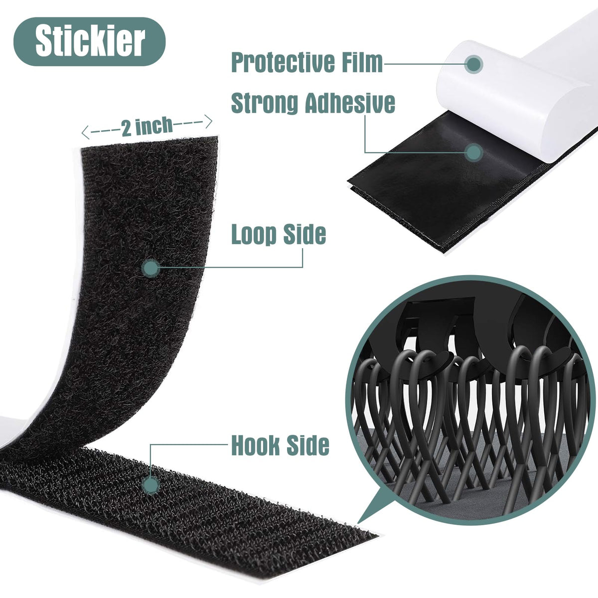 Navona 30Ft x 1 Inch Heavy Duty Hook and Loop Strips with Adhesive, Black Jansha Store