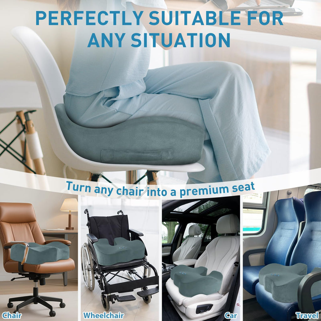 BlissTrends Memory Foam Seat Cushion for Office Chair & Car Seat, Black Jansha Store