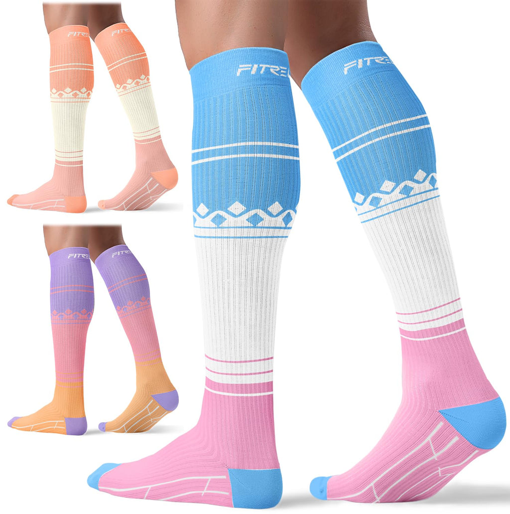 FITRELL 3 Pairs Compression Socks for Women and Men 20-30mmHg-Circulation Support Socks Jansha Store