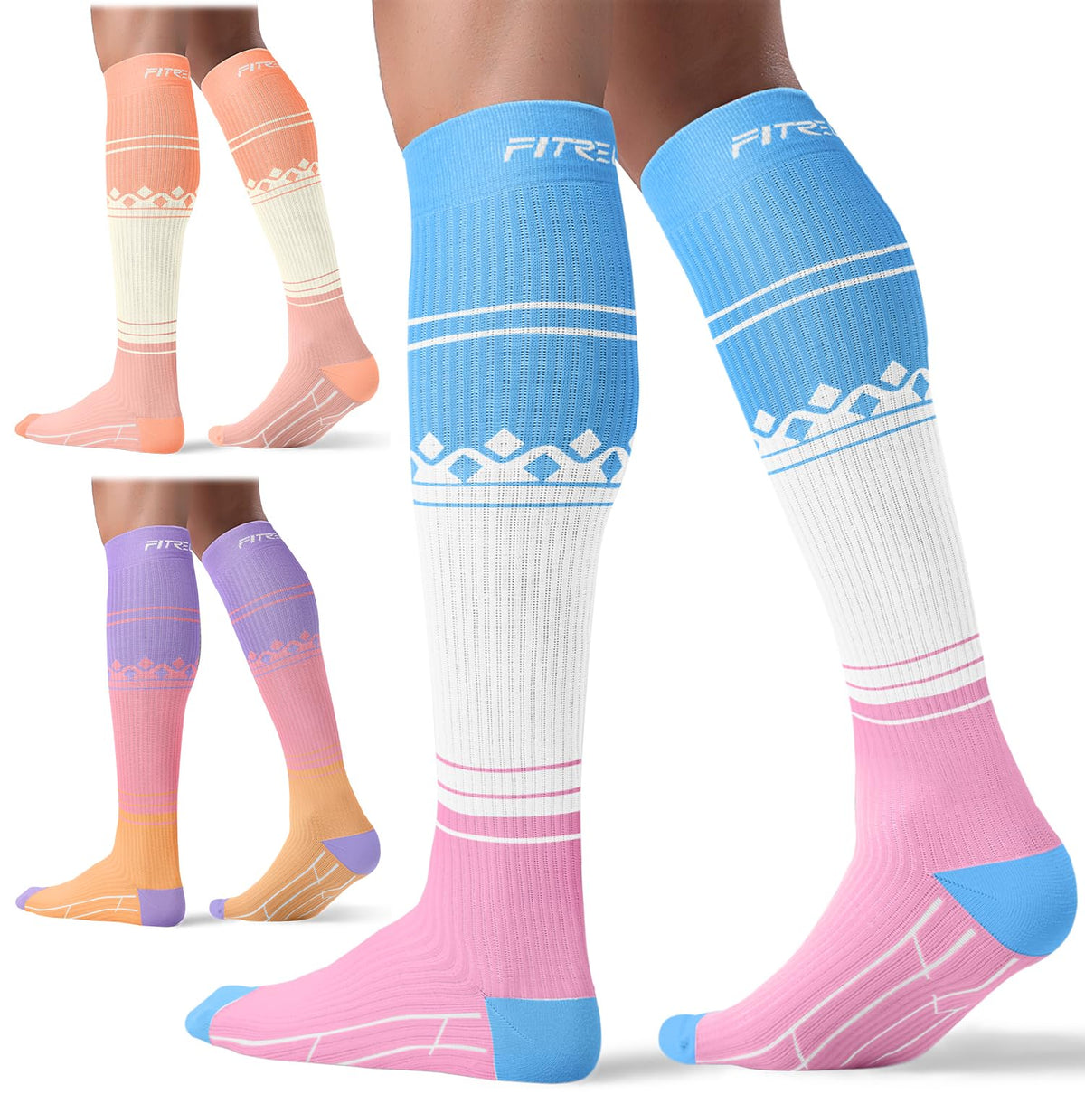 FITRELL 3 Pairs Compression Socks for Women and Men 20-30mmHg-Circulation Support Socks Jansha Store