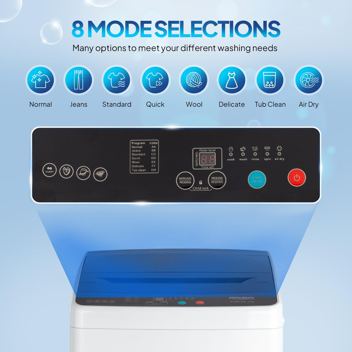 ROVSUN 25LBS Portable Washing Machine, Full-Automatic Electric Laundry Machine with Stainless Steel Drum, Compact Washer and Spin Dryer Combo with Drain Pump for Home, Apartment Jansha Store