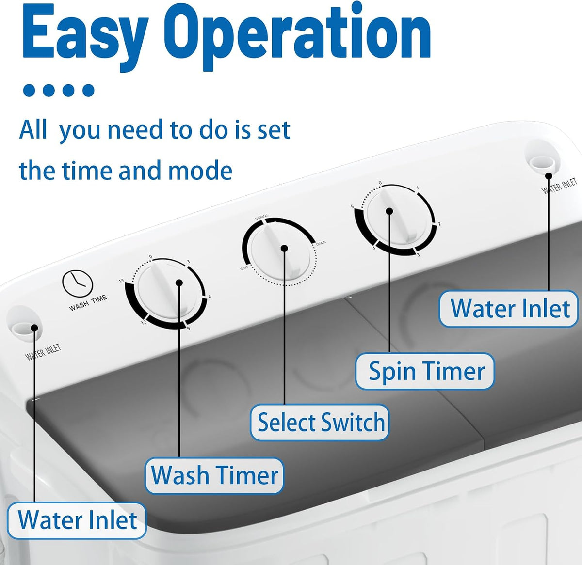Erivess Portable Twin Tub 19lbs Washing Machine with Drying Rack and 10 Hangers, 12lbs Washer Mini Compact Laundry Machine with 7lbs Spinner, 1500rpm Semi-automatic Washer Combo for Dorm&Apartment Jansha Store