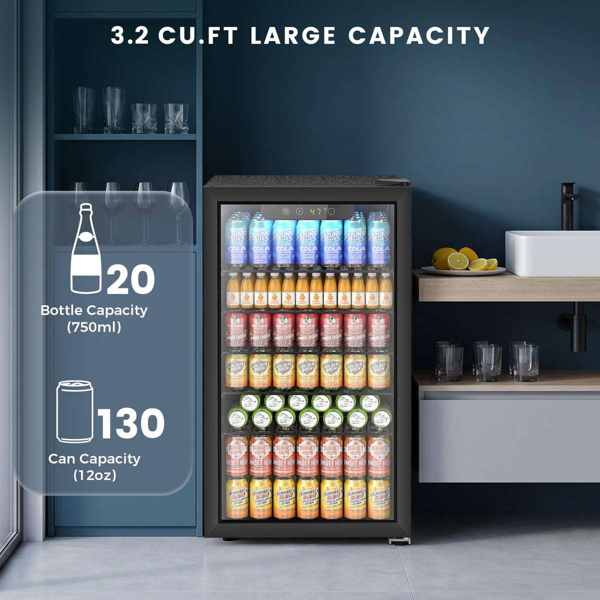 Electactic Wine Cooler 37 Bottle Freestanding Fridge with Stainless Steel Reversible Glass Door, 145 Can Beverage Refrigerator Quiet Compressor for Home Kitchen Bar, 4.5 Cu.ft Silver Jansha Store