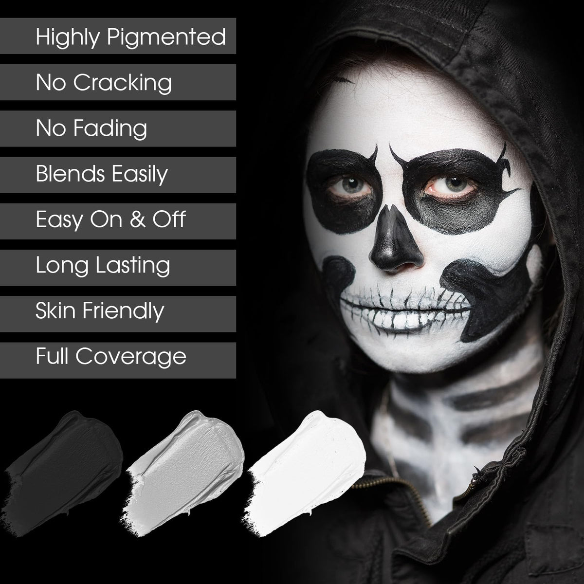 BADCOLOR Black Cream-Blendable Face Body Paint Stick for Adults Children Eye Black Softball Football Baseball Sports , Non-Toxic Hypoallergenic for Halloween SFX Makeup Cosplay Joker Costume Parties Jansha Store