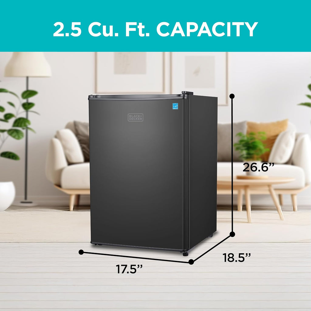 BLACK+DECKER 2.5 Cu. Ft. Compact Refrigerator, Energy Star, BCRK25B, Black Jansha Store