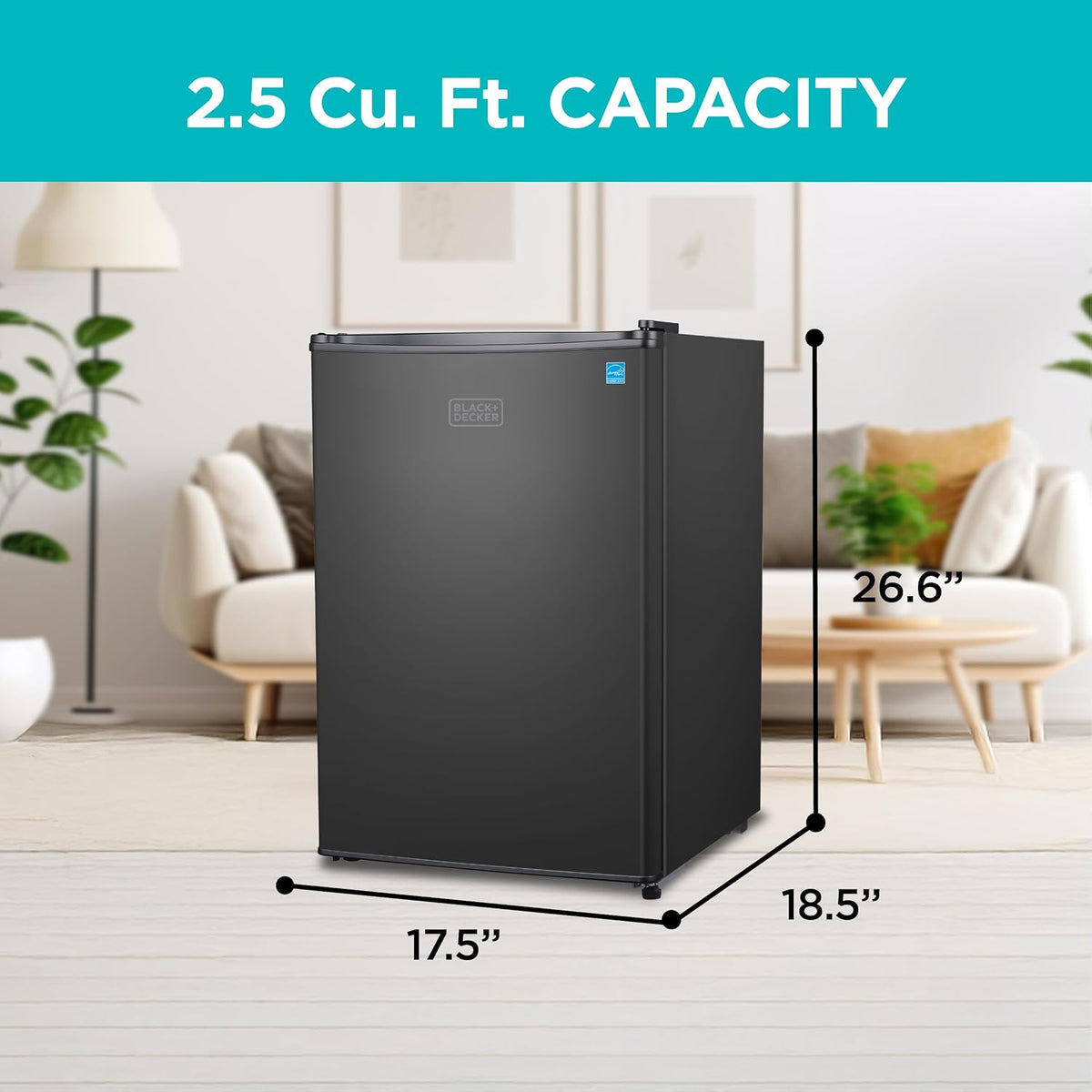 BLACK+DECKER 2.5 Cu. Ft. Compact Refrigerator, Energy Star, BCRK25B, Black Jansha Store