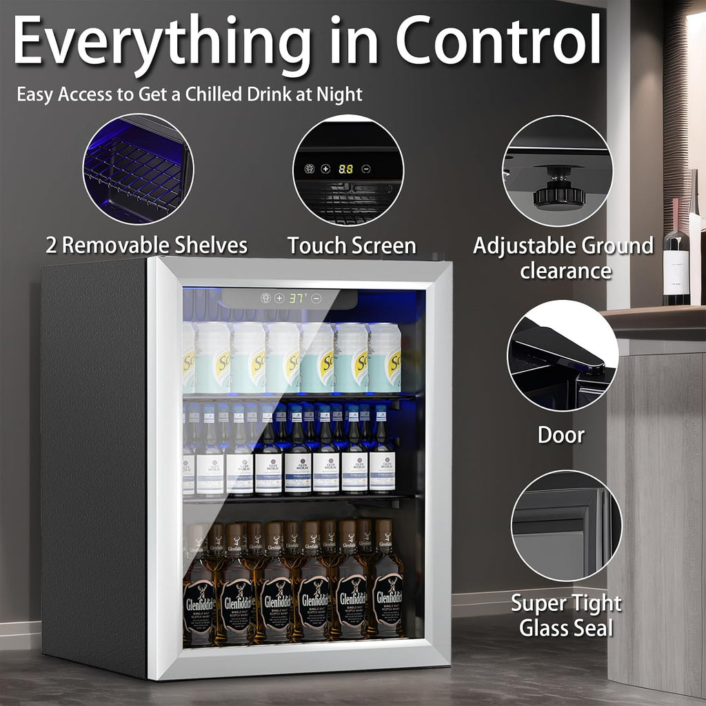 DOGHLY 1.7 Cu.ft Mini Fridge Glass Door, 72 Cans Beverage Refrigerator Jansha Store