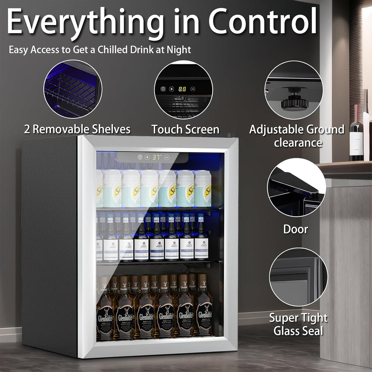 DOGHLY 1.7 Cu.ft Mini Fridge Glass Door, 72 Cans Beverage Refrigerator Jansha Store